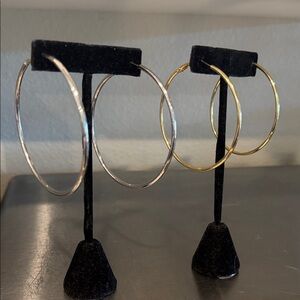 Elegant Silver and Gold Hoop Earrings